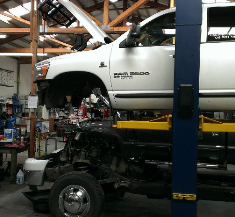 truck getting repaired